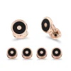 Sterling Silver Onyx Inlay Dress Set With Diamond Centre In Rose Gold