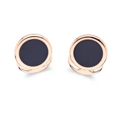 Sterling Silver Onyx Inlay Dress Set In Rose Gold