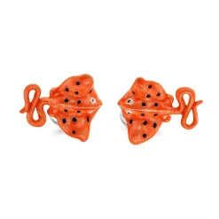 Sterling Silver Orange and Black Stingray Cufflinks