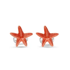 Sterling Silver Orange Enamelled Starfish Cufflinks
