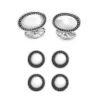 Sterling Silver Oval Dress Stud Set - Black Spinel