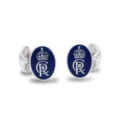 Sterling Silver Oval Enamel Coronation Cufflinks