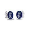 Sterling Silver Oval Enamel Coronation Cufflinks - Blue Cufflinks