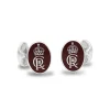 Sterling Silver Oval Enamel Coronation Cufflinks - Red Cufflinks