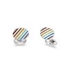 Sterling Silver Oval Rainbow Enamel Stripe Cufflinks