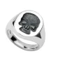 Sterling Silver Oval Signet Ring With Black Skull Seal (18.5x15mm)