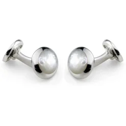 Sterling Silver Oval White Mother Of Pearl Dress Set