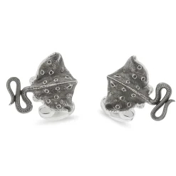 Sterling Silver Oxidised Black Stingray Cufflinks