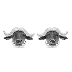Sterling Silver Oxidised Buffalo Cufflinks
