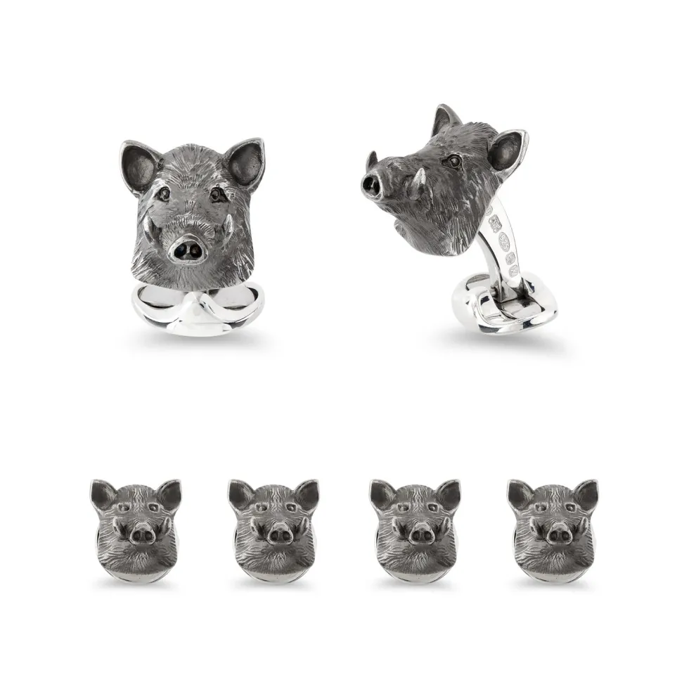 Sterling Silver Oxidised Boar Dress Set