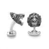 Sterling Silver Oxidised Lion Head Cufflinks