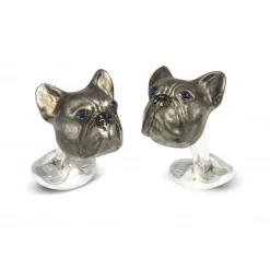 Sterling Silver Oxidised French Bulldog Cufflinks