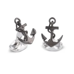 Sterling Silver Oxidised Anchor Cufflinks