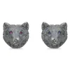 Sterling Silver Oxidised Nice & Angry Wolf Cufflinks with Sapphire/Rub