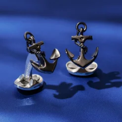 Sterling Silver Oxidised Anchor Cufflinks