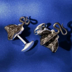 Sterling Silver Oxidised Black Stingray Cufflinks