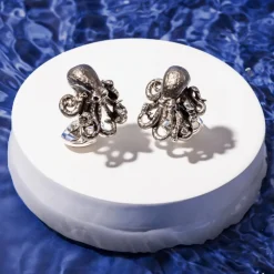 Sterling Silver Oxidised Black Octopus Cufflinks