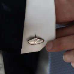 Sterling Silver Oxidised Oyster And Pearl Cufflinks