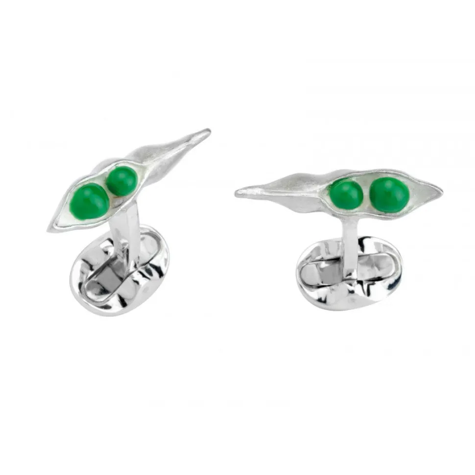 Sterling Silver Peas in a Pod Cufflinks