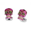 Sterling Silver Pink and Green 'Day of the Dead' Skulls