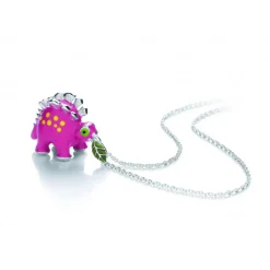 Sterling Silver Pink Dinosaur Pendant