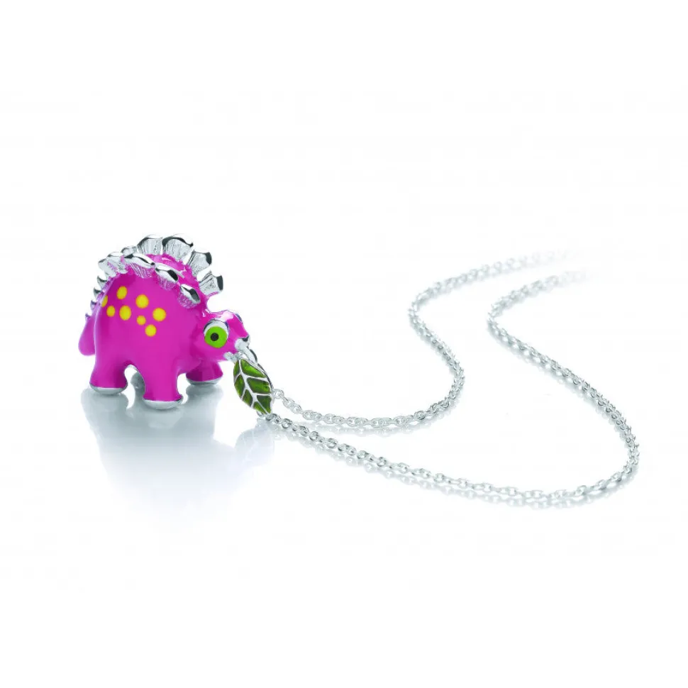 Sterling Silver Pink Dinosaur Pendant