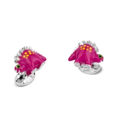 Sterling Silver Pink Dinosaur Cufflinks