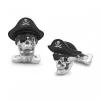 Sterling Silver Pirate Skull Cufflinks with Hat and Ruby Eyes