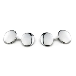 Sterling Silver Plain Domed Oval Cufflinks