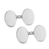 Sterling Silver Plain Oval Chain Link Cufflinks