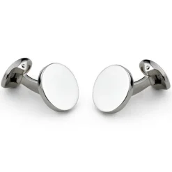 Sterling Silver Plain Round Cufflinks