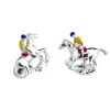 Sterling Silver Polo Rider & Pony Enamel Cufflinks