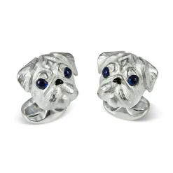 Sterling Silver Pug Dog Cufflinks