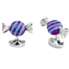 Sterling Silver Purple And Blue Stripe Sweet Cufflinks