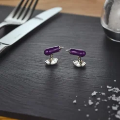 Sterling Silver Purple Aubergine Cufflinks