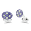 Sterling Silver Purple Enamel Cufflinks With Pale Green Dot Design