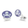 Sterling Silver Purple Skull And Cross Bones Enamel Cufflinks