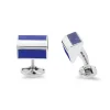 Sterling Silver Pyramid Shape Cufflinks With Lapis Lazuli Inlay