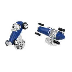 Sterling Silver Racing Car Cufflinks - Blue Cufflinks