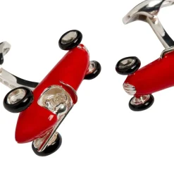 Sterling Silver Racing Car Cufflinks - Red Cufflinks