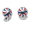 Sterling Silver Red & Blue Enamel Pumpkin Knot Cufflinks
