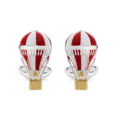 Sterling Silver Red & White Enamel Air Balloon Cufflinks