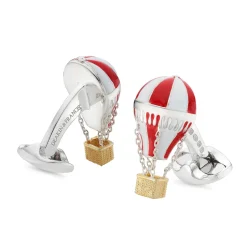 Sterling Silver Red & White Enamel Air Balloon Cufflinks