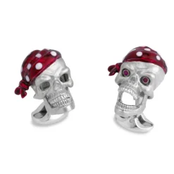 Sterling Silver Red Bandana Skull Dress Set