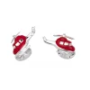 Sterling Silver Red Enamel Helicopter Cufflinks
