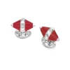 Sterling Silver Red Enamel Pyramid Detail Cufflinks