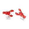 Sterling Silver Red Enamel Lobster Cufflinks