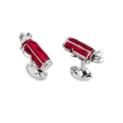 Sterling Silver Red Enamel Golf Bag Cufflinks