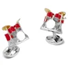 Sterling Silver Red Enamel Drum Kit Cufflinks