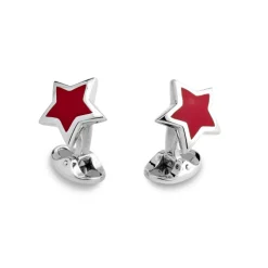 Sterling Silver Red Enamel Star Cufflinks